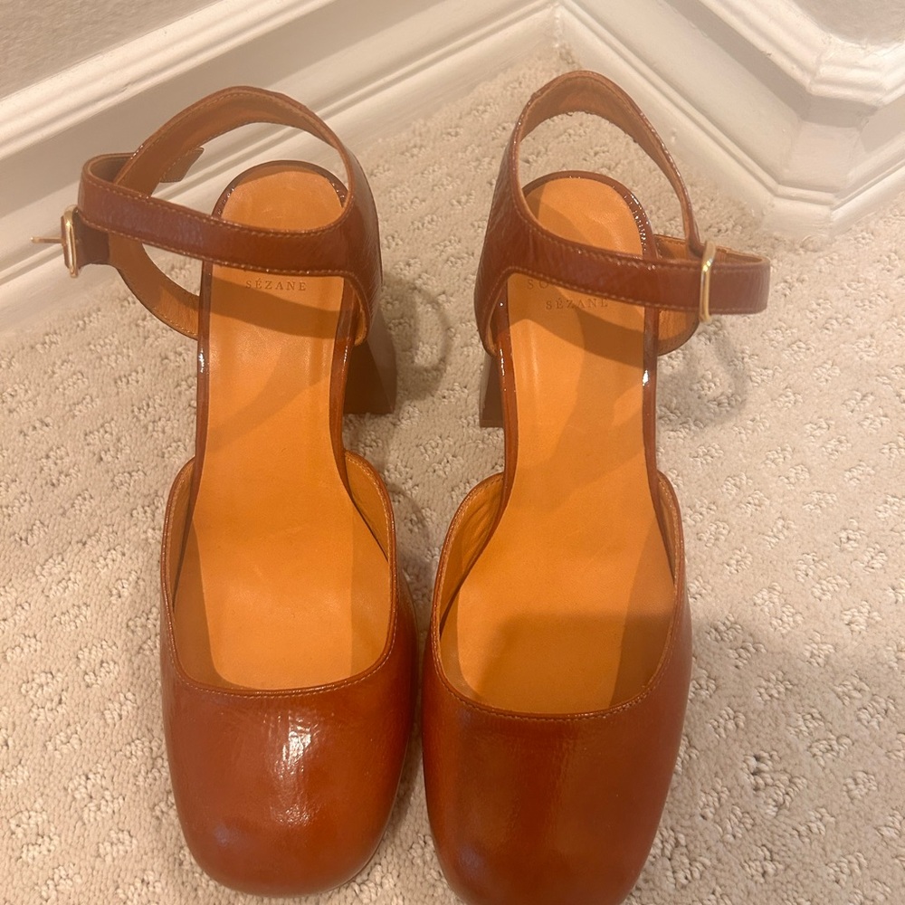 Brown Leather Heels with Ankle Strap